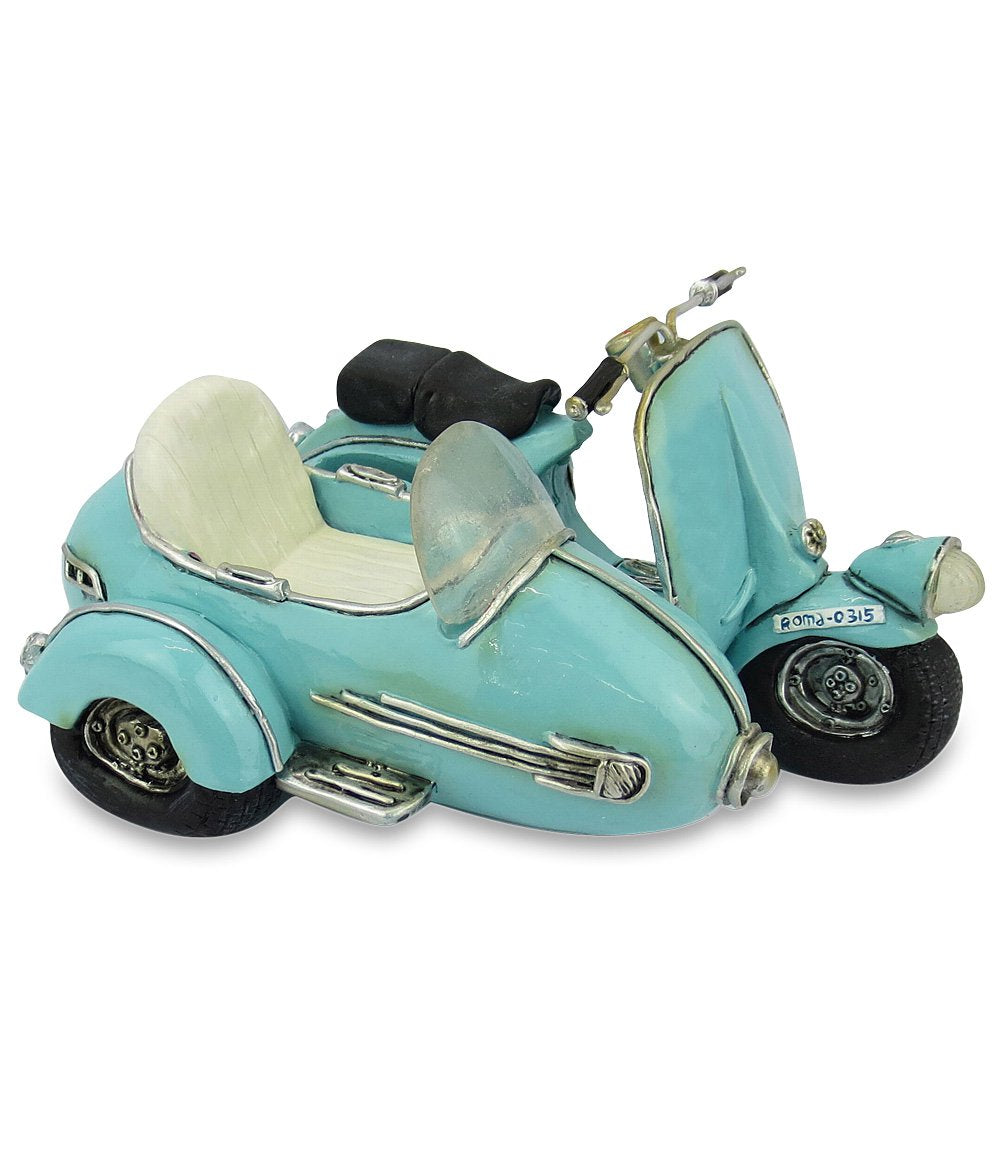 Funny Salvadanaio Vespa con Sidecar azzurra 17cm