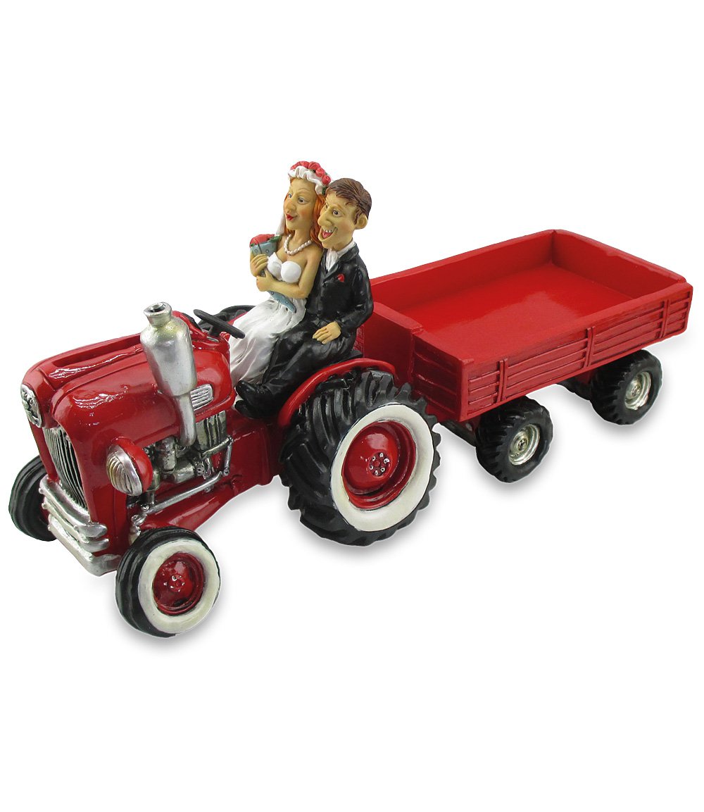 Funny Salvadanaio Trattore con sposi 32,5cm
