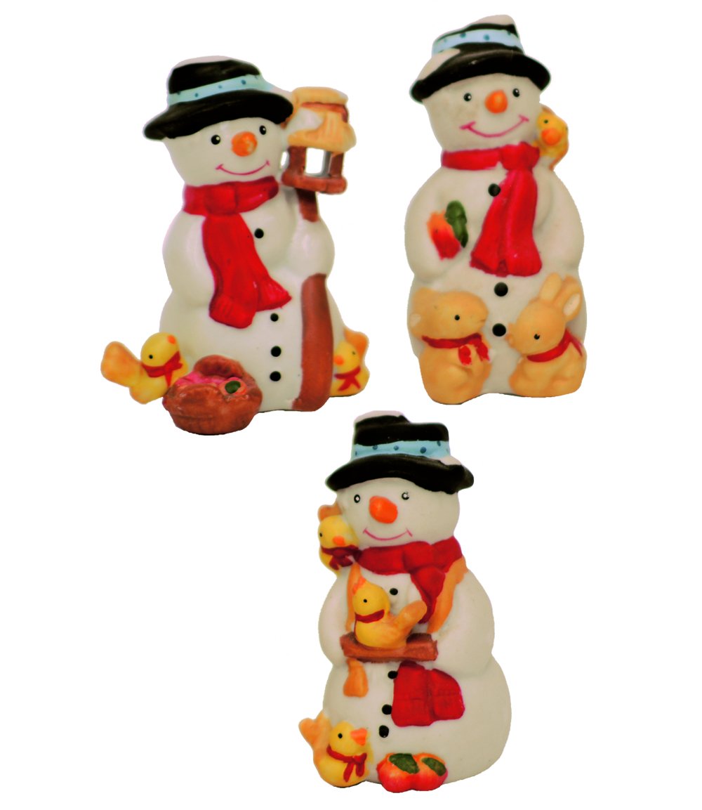 Pupazzo di neve porcellana, 7cm, 15 pezzi