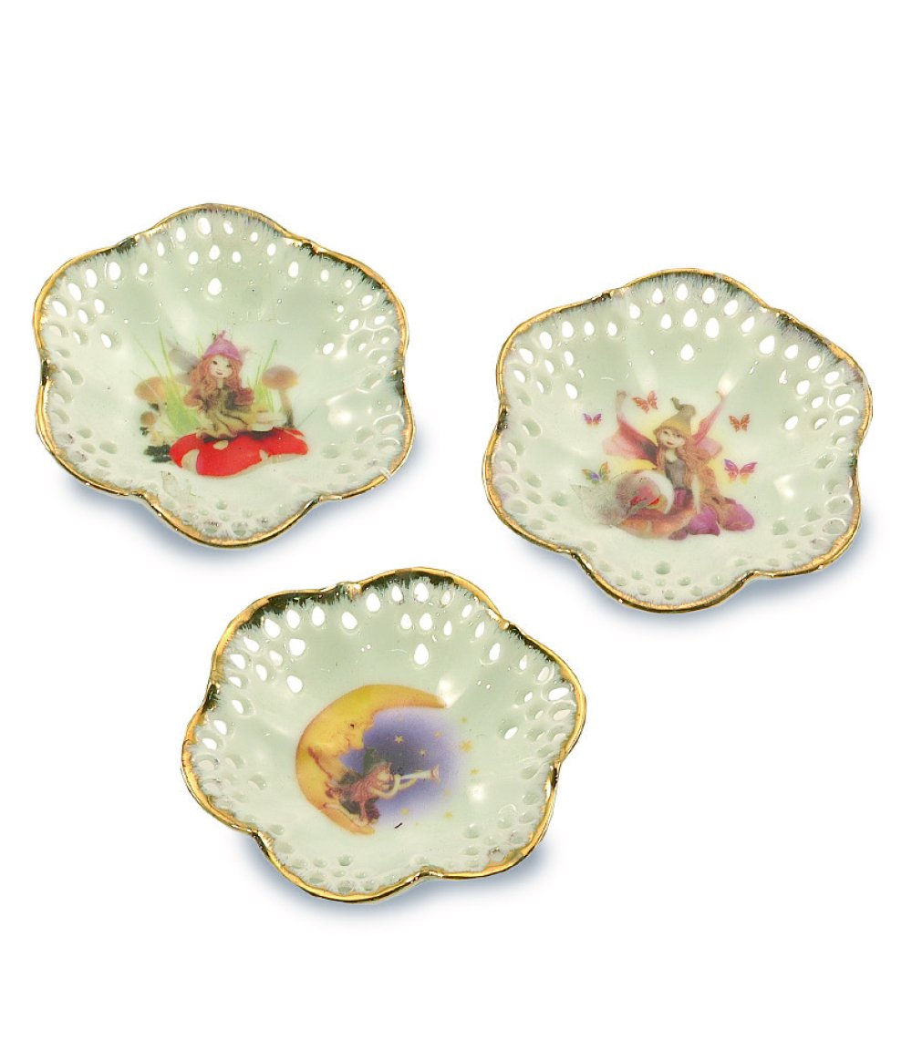 Porcelain plate "mystical fairies", 8cm, 3 pieces
