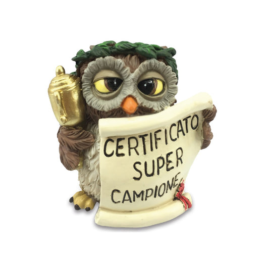 Gufo Certificato Super Campione 6,5cm, Funny Gufi