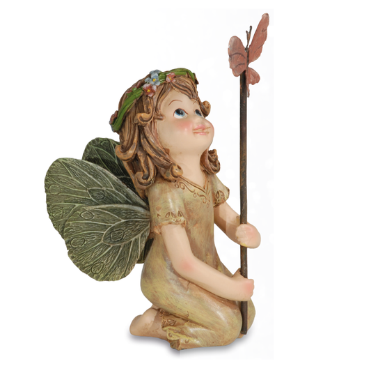 Garden Fairy con bastone e farfalla, 16cm, 2 pezzi