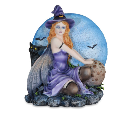 Strega Neela  con gatto e pippistrelli, 20cm, Witches