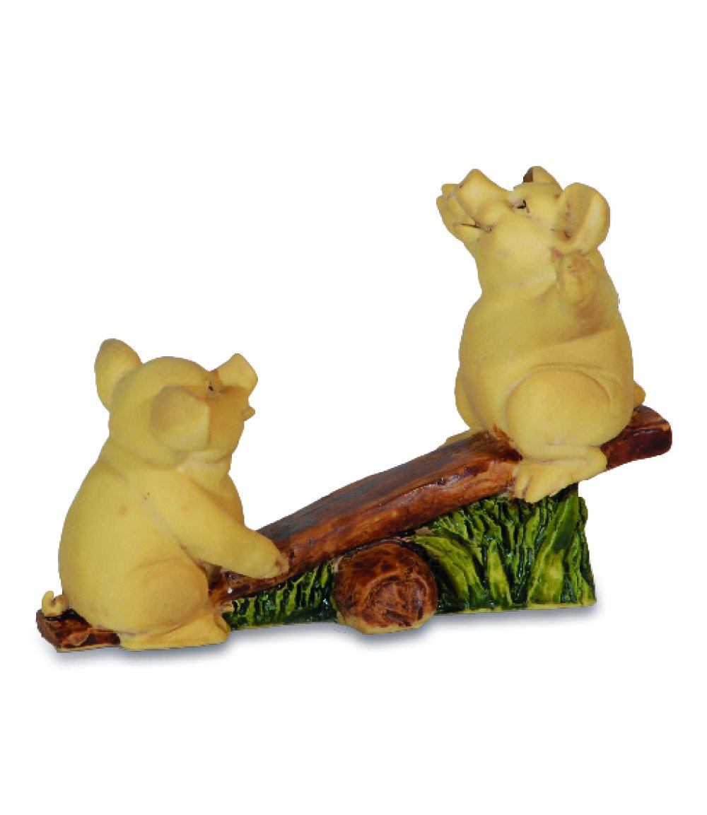 Alabaster pigs on swing 9x7