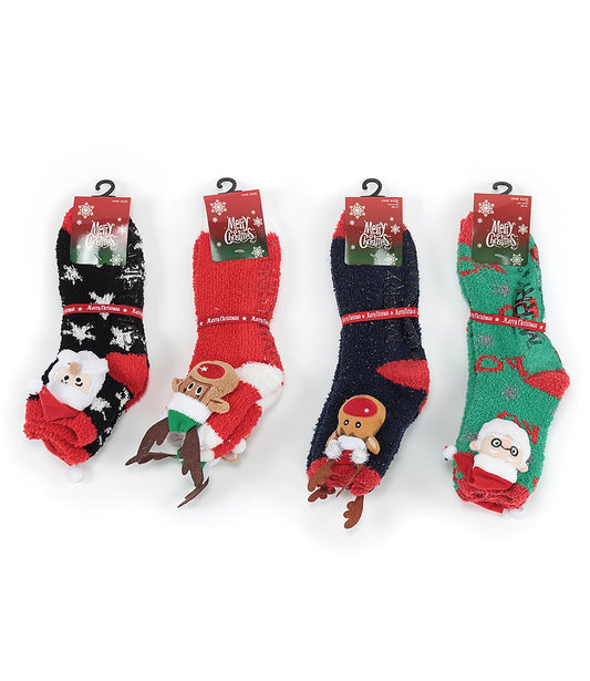 Christmas Ladies Soft Socks ONE SIZE 36/41 4ass