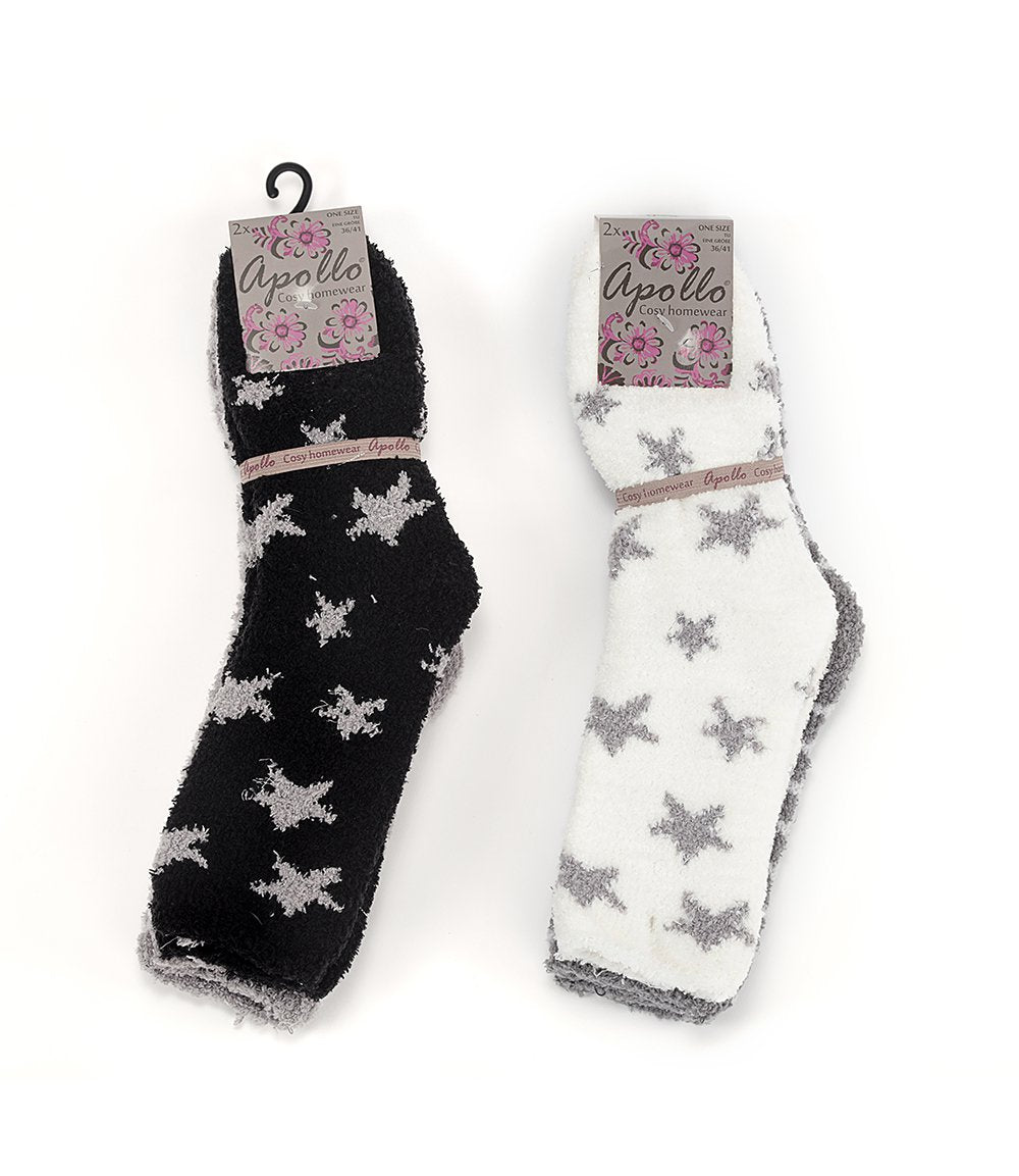 Ladies Soft Socks stelle/strisce ONE SIZE 36-41 2ass