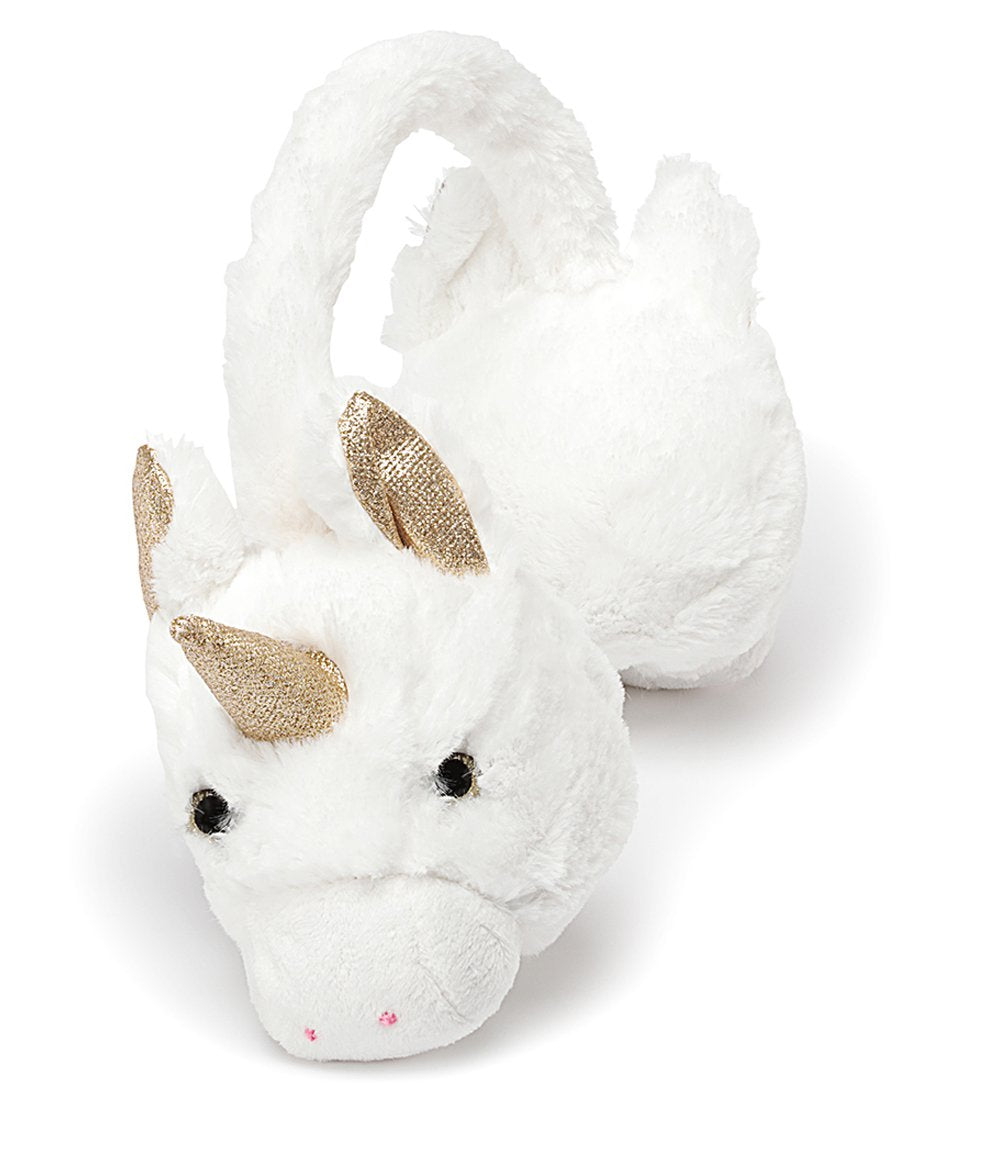 Pelouche Funny scaldaorecchie UNICORNO biancho/oro 16x18cm