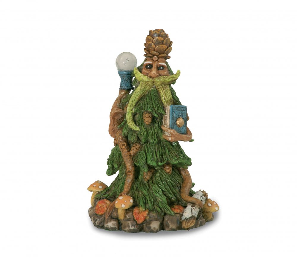 Spirito del bosco in piedi libro e bastone 10cm