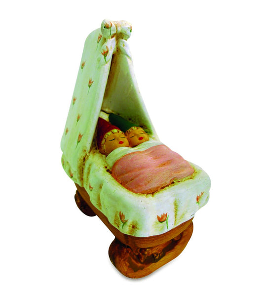Culla in ceramica con gnomi 16cm